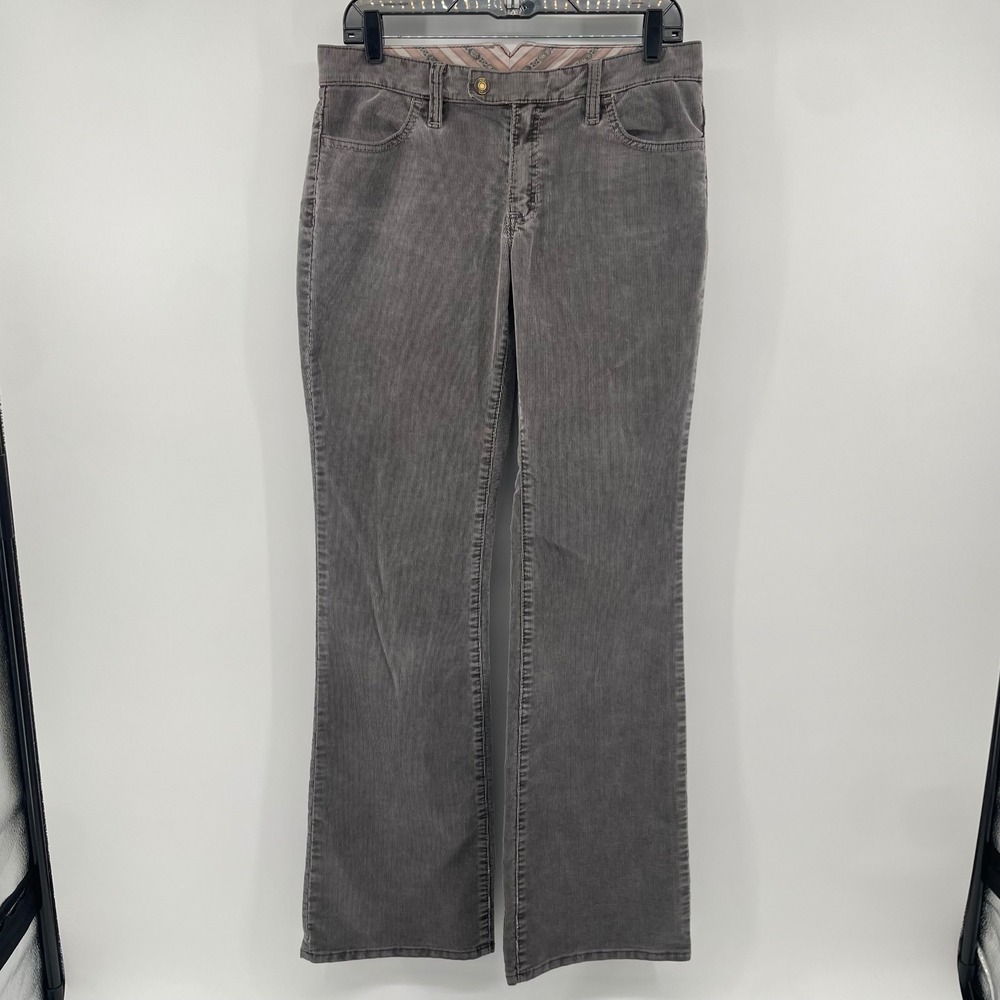 VTG Gap Corduroy Pants Womens 8L Gray Flare Leg Mid Rise Flap Pocket Retro